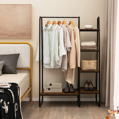 Clothes Rack Free Standing Storage Tower with Hanging Bar