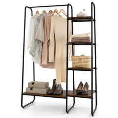 Clothes Rack Free Standing Storage Tower with Hanging Bar