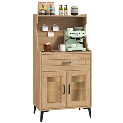 Coffee Bar Cabinet with Pegboard, Storage Drawer and Adjustable Shelf