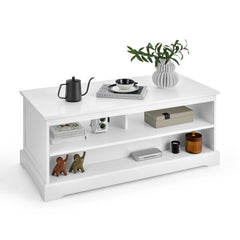 Modern Coffee Table with Drawers and Open Cubies