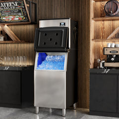 Commercial Ice Maker Machine 418 LBS/24H with 200 LBS Storage Bin