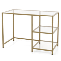 Modern Console Table with 2 Open Shelves and Metal Frame