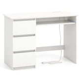 Computer Desk with Power Outlet Keyboard Tray and 3 Large Drawers