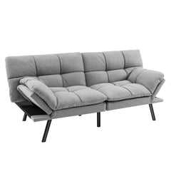 Convertible Memory Foam Futon Sofa Bed with Adjustable Armrest