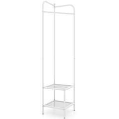 Corner Coat Rack with Top Hanger and 2 Mesh Shelves for Entryway Hallway Living Room Bedroom