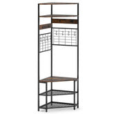 5-Tier Corner Hall Tree with Shoe Storage Bench
