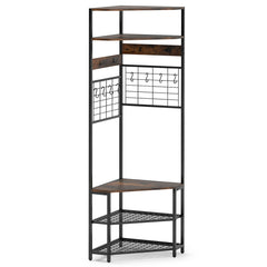5-Tier Corner Hall Tree with Shoe Storage Bench