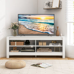 Corner TV Stand with Power Outlet and 4 Open Storage Shelves