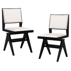Swivel Wooden Dining Chair Set of 2 with Rubber Wood Frame and Padded Seat