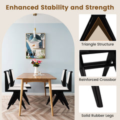 Swivel Wooden Dining Chair Set of 2 with Rubber Wood Frame and Padded Seat