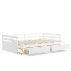 Dual-use Extendable Twin to King Daybed with Trundle and 2 Storage Drawers
