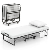 Cot/Twin Size Folding Bed with Memory Foam Mattress and Pillow