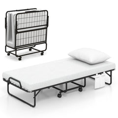 Cot/Twin Size Folding Bed with Memory Foam Mattress and Pillow