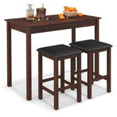 Counter-Height Dining Table and 2 Linen Fabric Padded Bar Stools