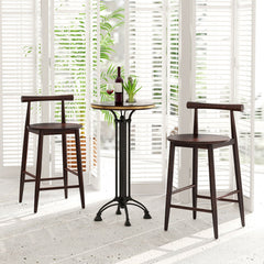 Counter Height Bar Chair Set with Acacia Wood Frame and Supporting Legs