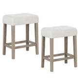 Modern Counter Height Bar Stools Set of 2 with Rubber Wood Legs