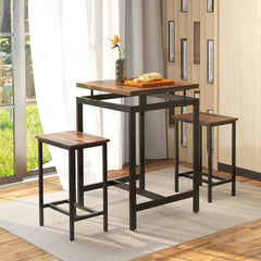 3 Pieces Pub Dining Table Set with Floating Tabletop and Footrest