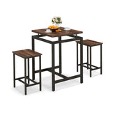 3 Pieces Pub Dining Table Set with Floating Tabletop and Footrest