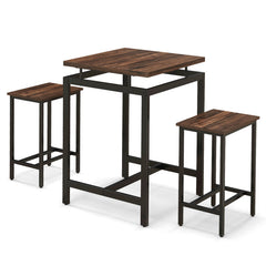 3 Pieces Pub Dining Table Set with Floating Tabletop and Footrest