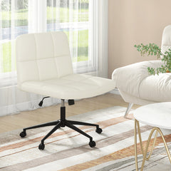 Height-adjustable Armless Desk Chair with Wheels for Home Office Make Up