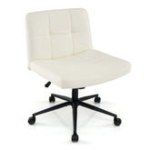 Height-adjustable Armless Desk Chair with Wheels for Home Office Make Up