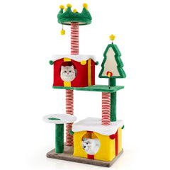 Christmas Cat Tree Cat Tower for Indoor Cats with Scratching Posts and Carpet