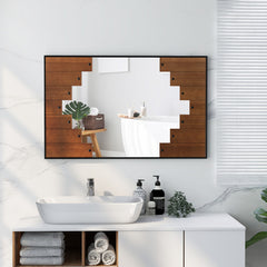 37.5 Inch x 26.5 Inch Decorative Rectangle Wall Mirror with Piano Key-Shaped Frame