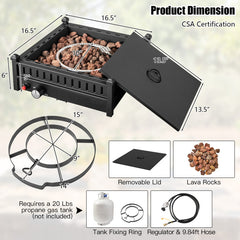 16.5 Inch Tabletop Propane Fire Pit with Simple Ignition System