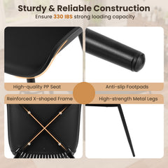 Modern Kitchen Chairs with Metal Legs, Cutout Backrest, Curved Seat for Dining Room Home Office