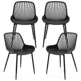 Modern Kitchen Chairs with Metal Legs, Cutout Backrest, Curved Seat for Dining Room Home Office