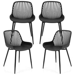 Modern Kitchen Chairs with Metal Legs, Cutout Backrest, Curved Seat for Dining Room Home Office