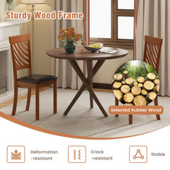 Dining Chair Set of 2 with Rubber Wood Legs and Ergonomic Back for Dining Room
