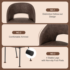 Dining Chair Set of 2 with High-density Sponge Cushion and PU Leather