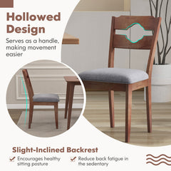 Dining Chair Set of 2 Fabric Upholstered Kitchen Chairs with Padded Seat and High Back