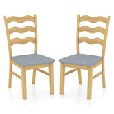 Dining Chair Set of 2 Linen Fabric Upholstered Kitchen Chairs with Padded Seat