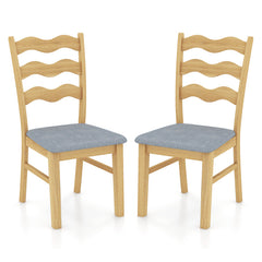 Dining Chair Set of 2 Linen Fabric Upholstered Kitchen Chairs with Padded Seat