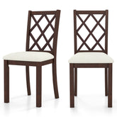 Dining Chair Set of 2 with Upholstered Seat Cushion and Rubber Wood Legs