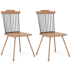 Dining Chair with Spindle Back and Ergonomic Contoured Seat Set of 2