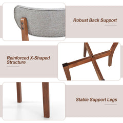 Dining Chairs Set of 2 Upholstered Mid-Back Chairs with Solid Rubber Wood Frame