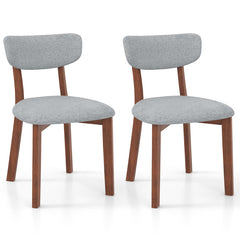 Dining Chairs Set of 2 Upholstered Mid-Back Chairs with Solid Rubber Wood Frame