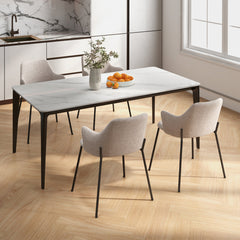 Dining Chairs Set of 2 with Curved Backrest, Wide Seat and Armrests