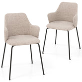 Dining Chairs Set of 2 with Curved Backrest, Wide Seat and Armrests