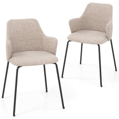 Dining Chairs Set of 2 with Curved Backrest, Wide Seat and Armrests