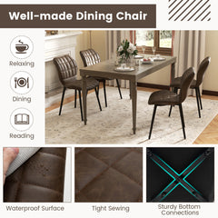 Dining Chairs Set of 2 with Padded Back, Metal Legs and Adjustable Foot Pads