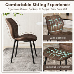 Dining Chairs Set of 2 with Padded Back, Metal Legs and Adjustable Foot Pads