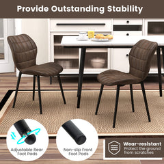 Dining Chairs Set of 2 with Padded Back, Metal Legs and Adjustable Foot Pads