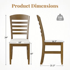 Dining Chairs Set of 2 with Rubber Wood Frame and Padded Seat