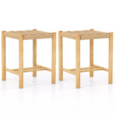 Dining Stool Set of 2 with Rubber Wood Frame