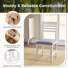 Wooden Dining Chair Set of 2 with Rubber Wood Frame and Padded Cushion