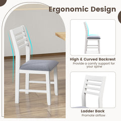 Wooden Dining Chair Set of 2 with Rubber Wood Frame and Padded Cushion